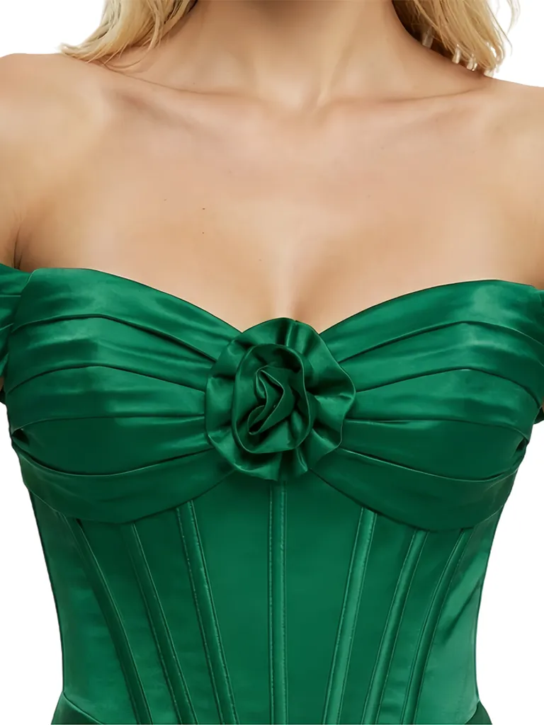 ChicSew Elegant Satin Off Shoulder Tiered Ruffle Skirt A-Line Formal Prom Dresses Slit sold by ChicSew product image thumbnail 3