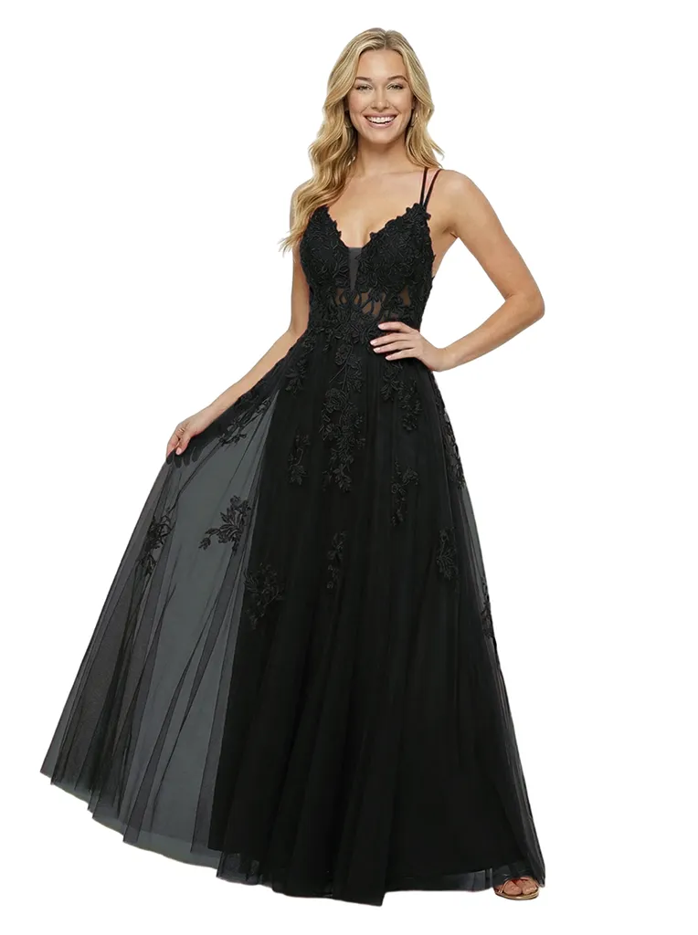 ChicSew Elegant Spaghetti Strap V-Neck Prom Dress Corset Lace A-Line Formal Evening Gown sold by ChicSew product image thumbnail 4