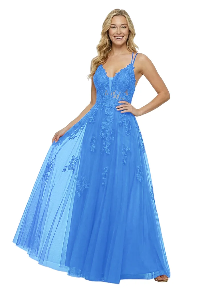 ChicSew Elegant Spaghetti Strap V-Neck Prom Dress Corset Lace A-Line Formal Evening Gown sold by ChicSew product image thumbnail 5