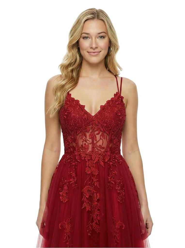 ChicSew Elegant Spaghetti Strap V-Neck Prom Dress Corset Lace A-Line Formal Evening Gown sold by ChicSew product image thumbnail 2