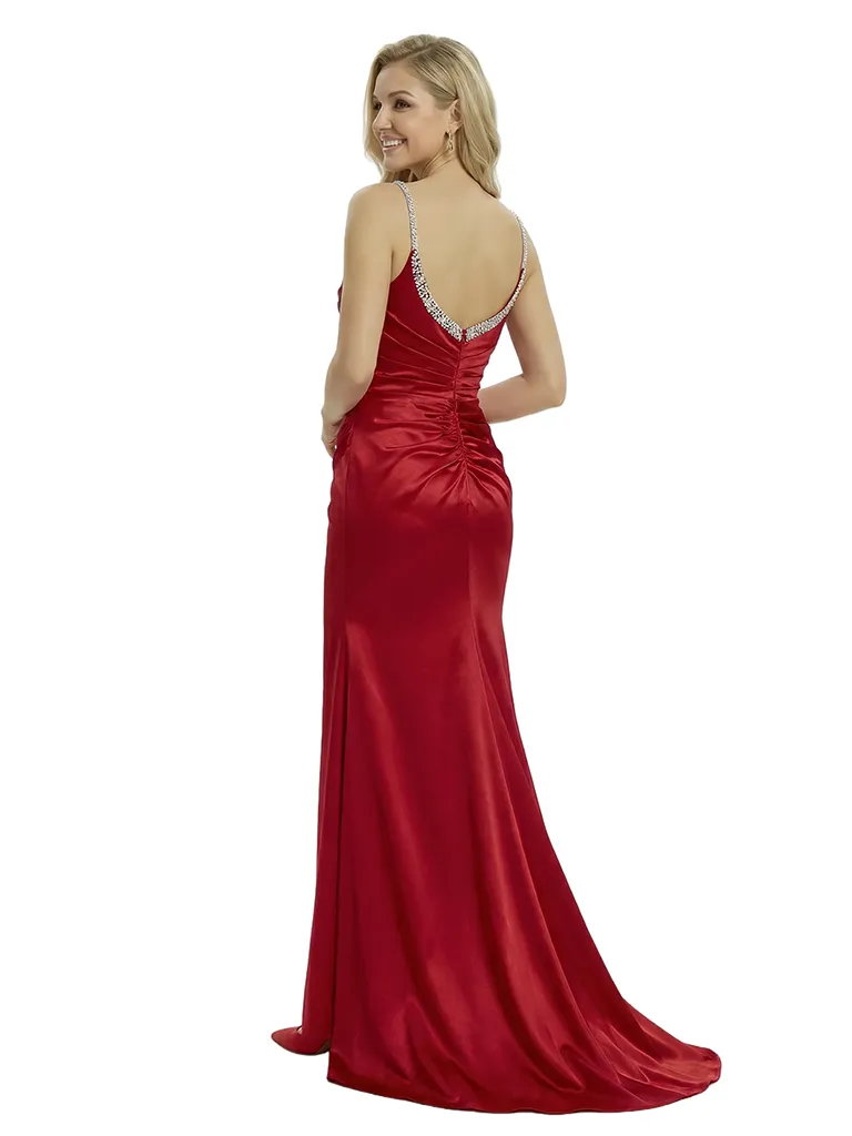 ChicSew Elegant Cold Shoulder Satin Floor Length Mermaid Formal Prom Dress sold by ChicSew product image thumbnail 3