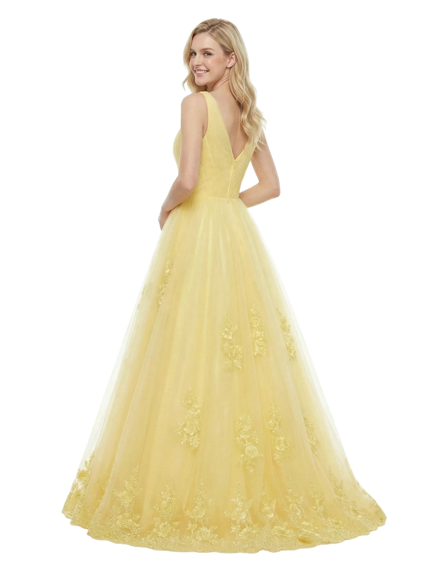 ChicSew Beautiful Spaghetti Straps V-Neck Tulle A-Line Maxi Long Evening Prom Dresses sold by ChicSew product image thumbnail 3