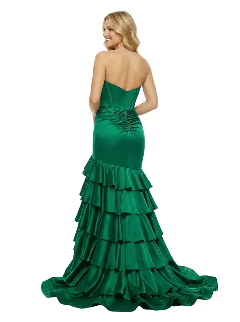 ChicSew Classy Strapless Sweetheart Prom Dress Beaded Corset Bodice Tiered Ruffle Slit Mermaid Silhouette Floor Length Formal Evening Wear sold by ChicSew product image thumbnail 3