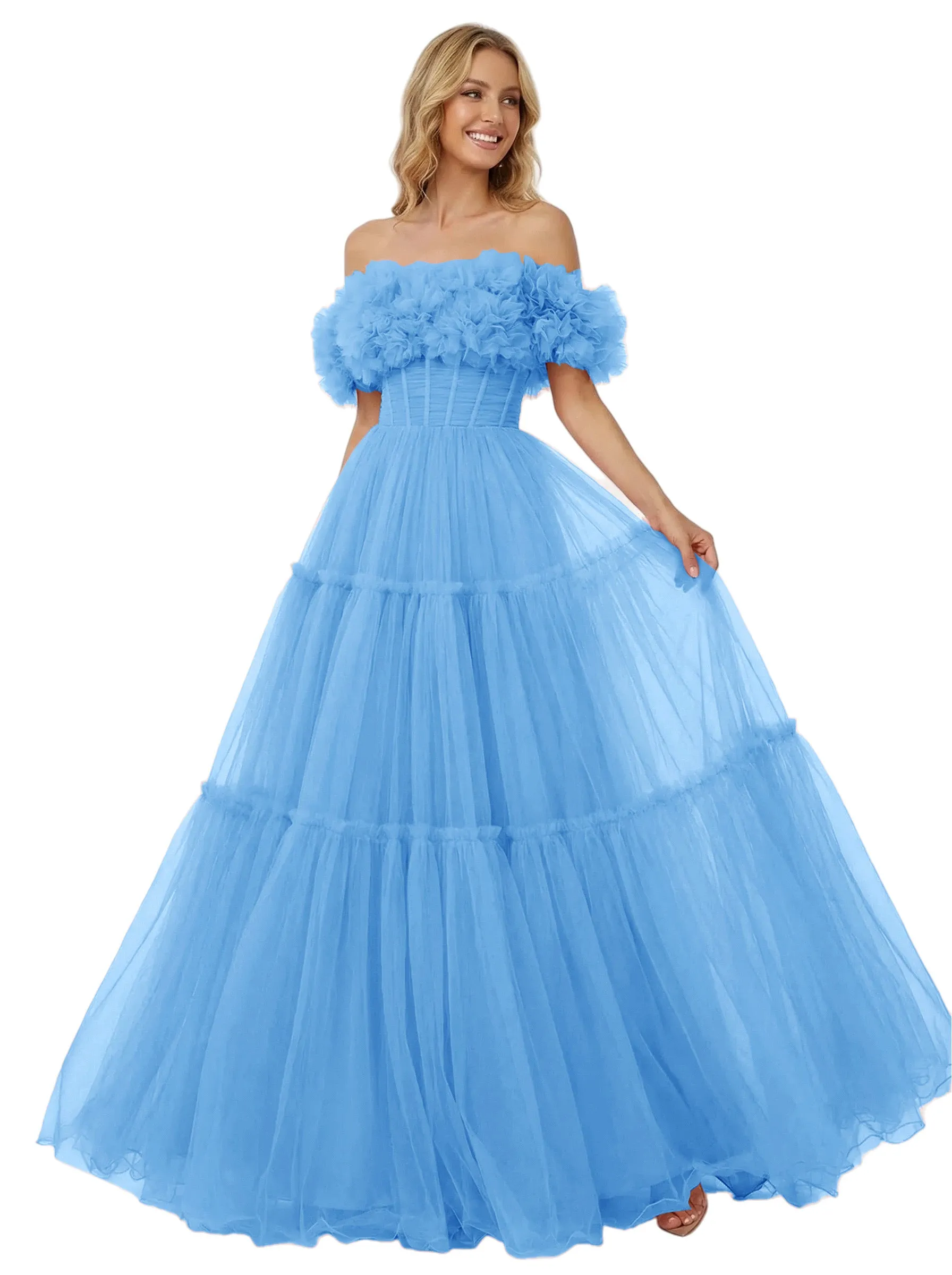 ChicSew Beautiful Strapless Corset Tulle A-Line Maxi Long Evening Prom Dresses sold by ChicSew product image thumbnail 5