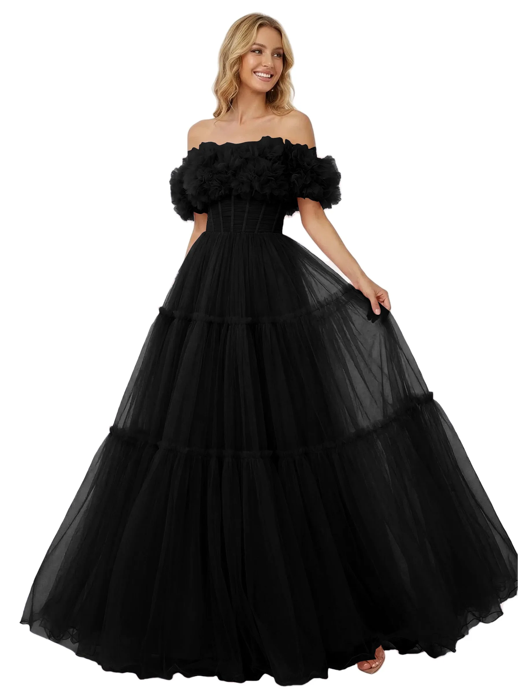 ChicSew Beautiful Strapless Corset Tulle A-Line Maxi Long Evening Prom Dresses sold by ChicSew product image thumbnail 4