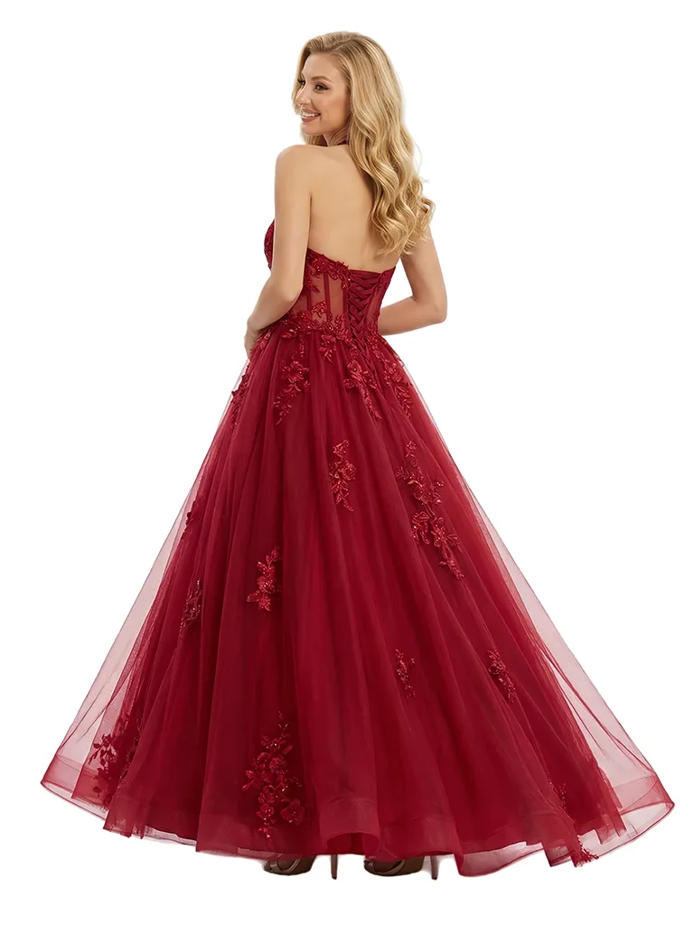 ChicSew Sexy V-Neck Halter Lace Appliques A-Line Floor Length Prom Dress sold by ChicSew product image thumbnail 3