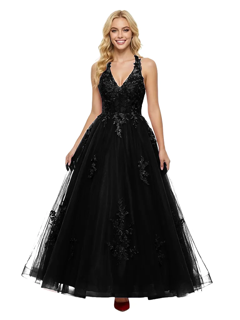 ChicSew Sexy V-Neck Halter Lace Appliques A-Line Floor Length Prom Dress sold by ChicSew product image thumbnail 4