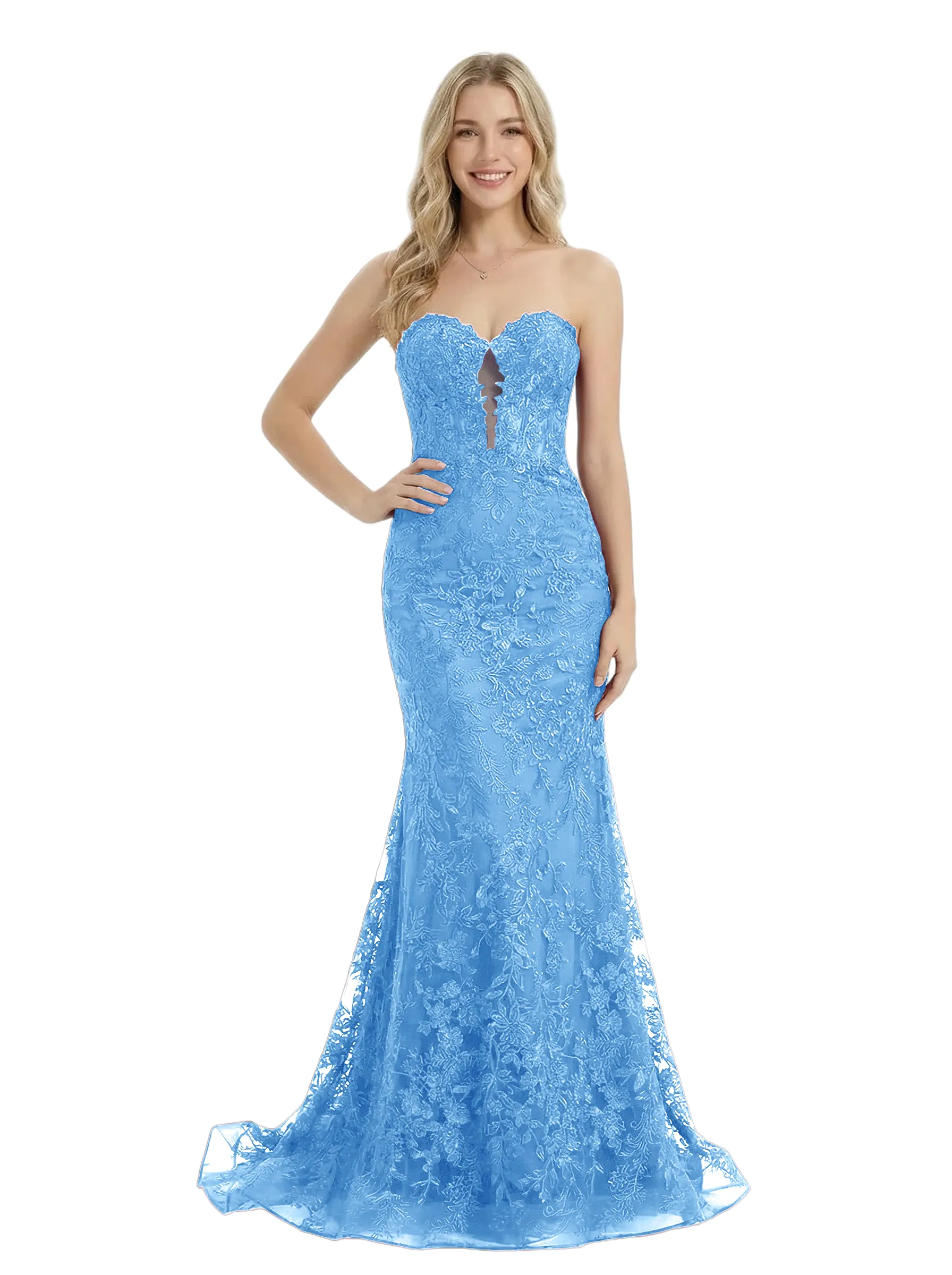 ChicSew Sexy Strapless Sweetheart Lace Mermaid Formal Evening Gown sold by ChicSew product image thumbnail 5