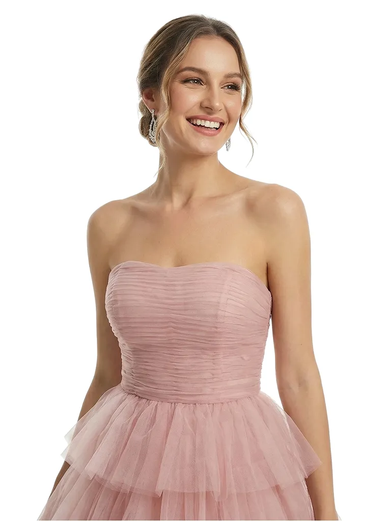 ChicSew Strapless Tiered Ruffle Tulle A-Line Maxi Long Evening Prom Dresses sold by ChicSew product image thumbnail 2