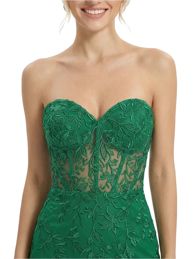 ChicSew Elegant Lace Applique Sweetheart Strapless Corset Mermaid Long Prom Gowns sold by ChicSew product image thumbnail 2