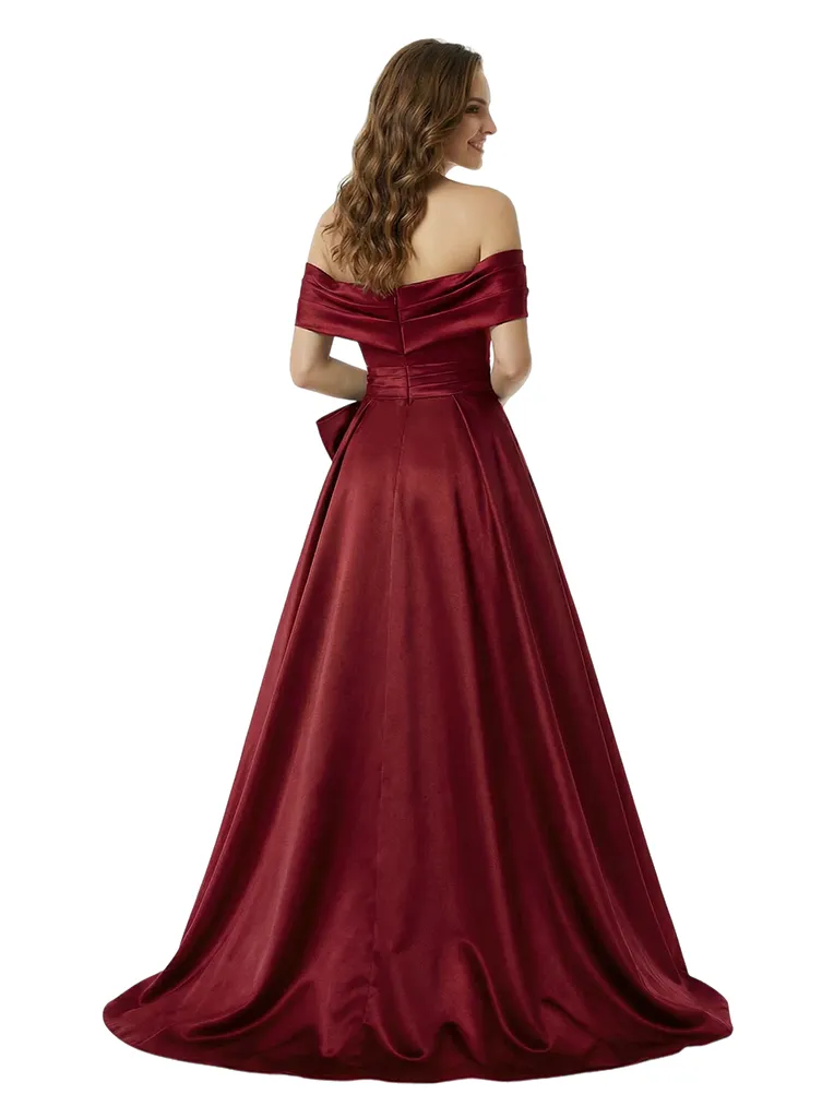 ChicSew Classy Off The Shoulder Satin A-Line Formal Evening Dresses With Bow sold by ChicSew product image thumbnail 3