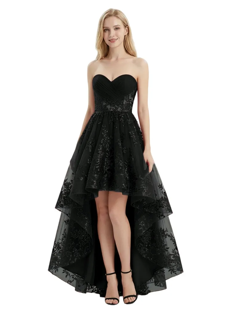 ChicSew Unique Sweetheart High-Low Tulle Prom Dresses With Sequined Lace Applique sold by ChicSew product image thumbnail 4