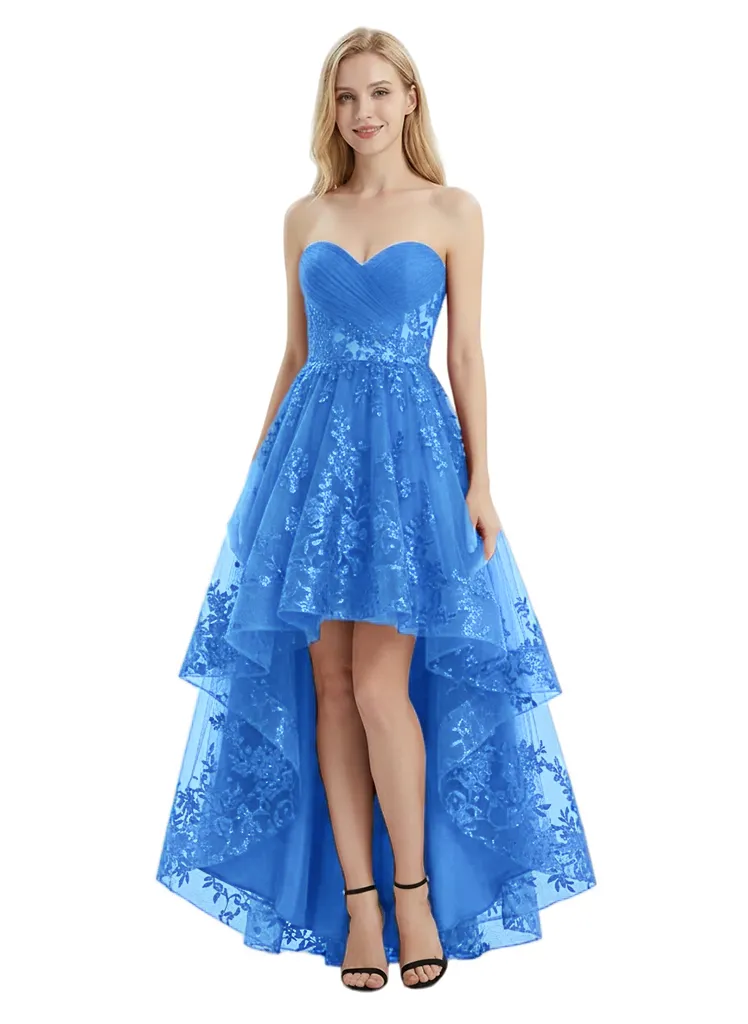 ChicSew Unique Sweetheart High-Low Tulle Prom Dresses With Sequined Lace Applique sold by ChicSew product image thumbnail 5