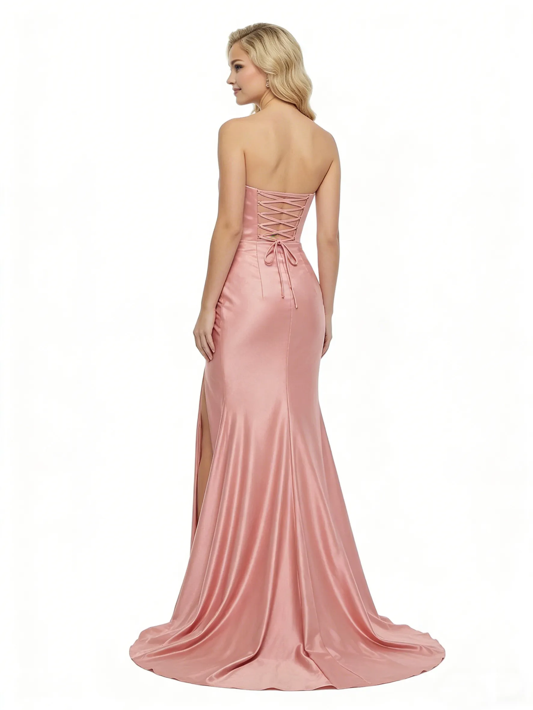 ChicSew Sweetheart Satin Mermaid Sexy Side Slit Twisted Knot Prom Dress Online sold by ChicSew product image thumbnail 3