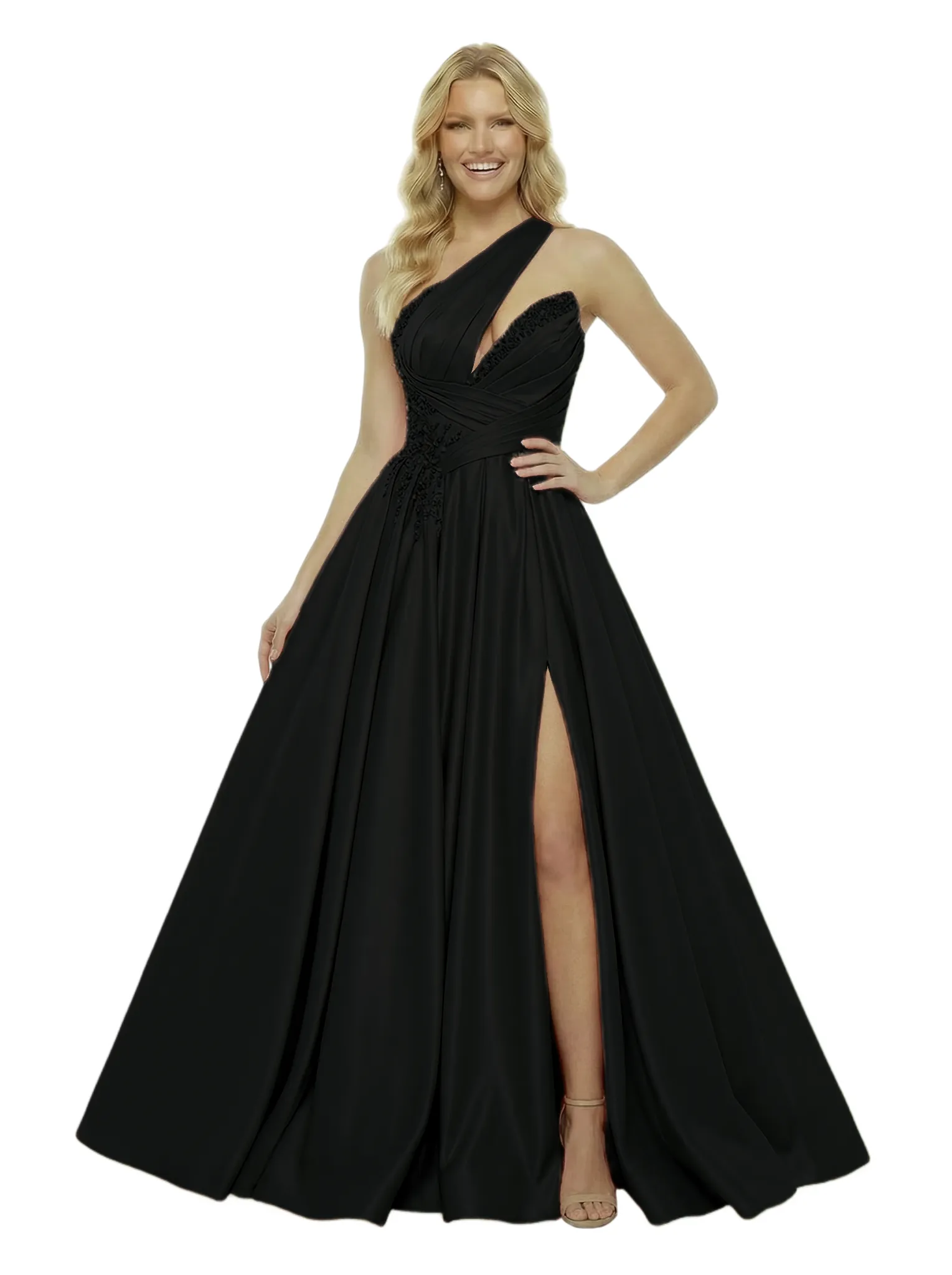 ChicSew Fancy One Shoulder Prom Dress Satin Appliques Formal Evening Wear sold by ChicSew product image thumbnail 4