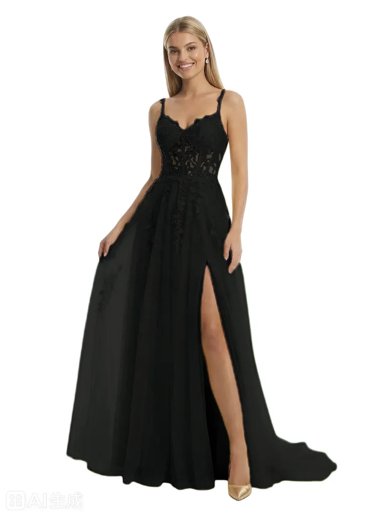 ChicSew See Through Lace Corset V-Neck Side Slit A-Line Floor Length Prom Dress sold by ChicSew product image thumbnail 4