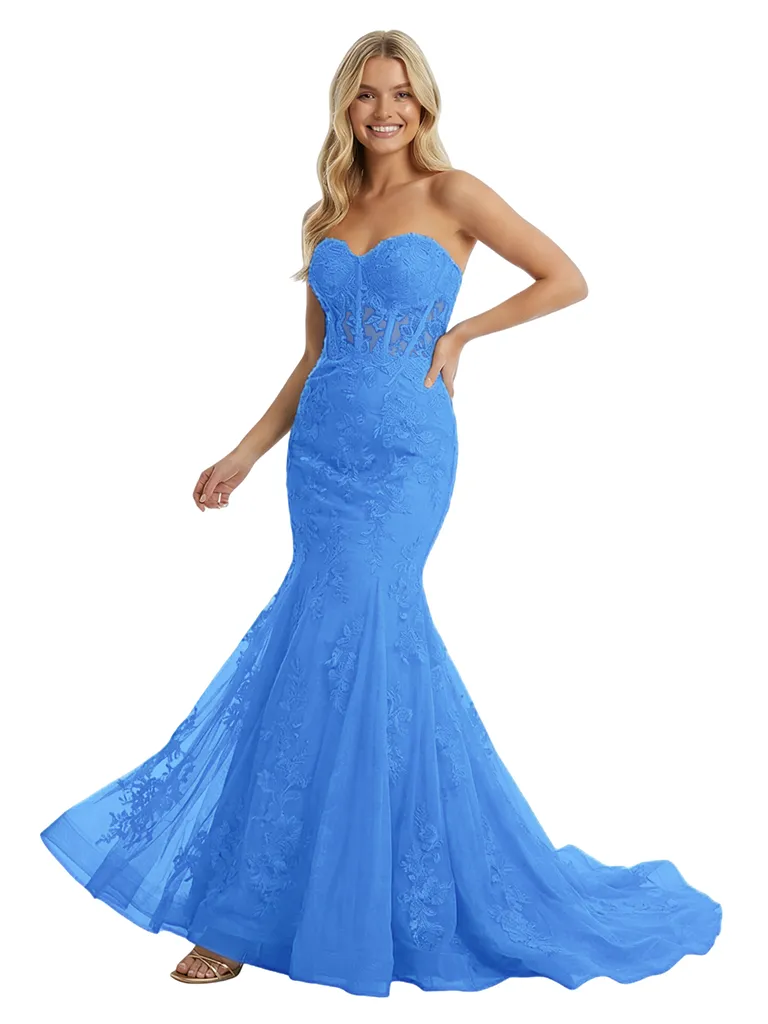 ChicSew Sexy Sweetheart Corset Lace Applique Mermaid Floor Length Prom Dress sold by ChicSew product image thumbnail 5