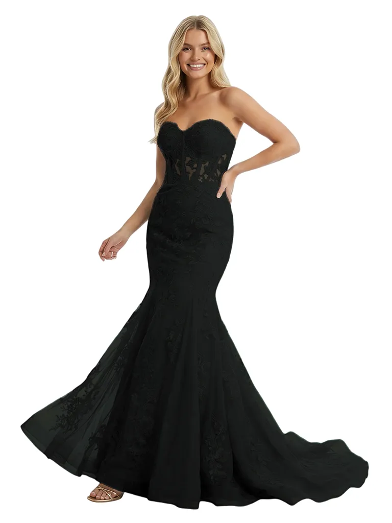 ChicSew Sexy Sweetheart Corset Lace Applique Mermaid Floor Length Prom Dress sold by ChicSew product image thumbnail 4