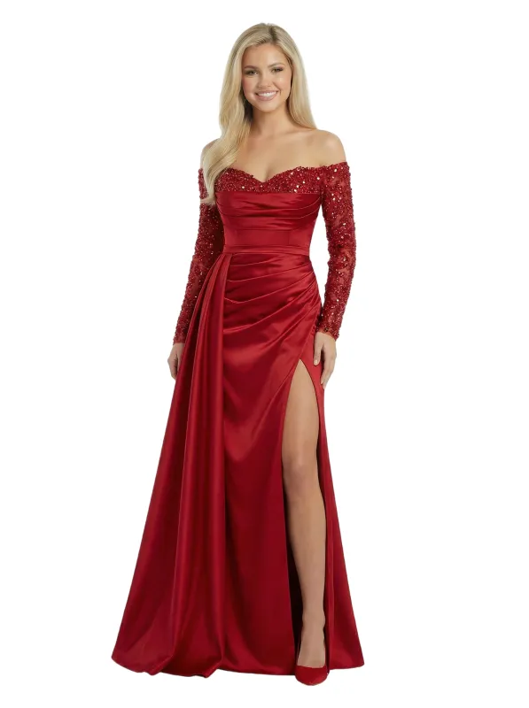 ChicSew Classy Long Sleeves Prom Dress Sequin Satin Mermaid Floor Length Formal Evening Gown sold by ChicSew