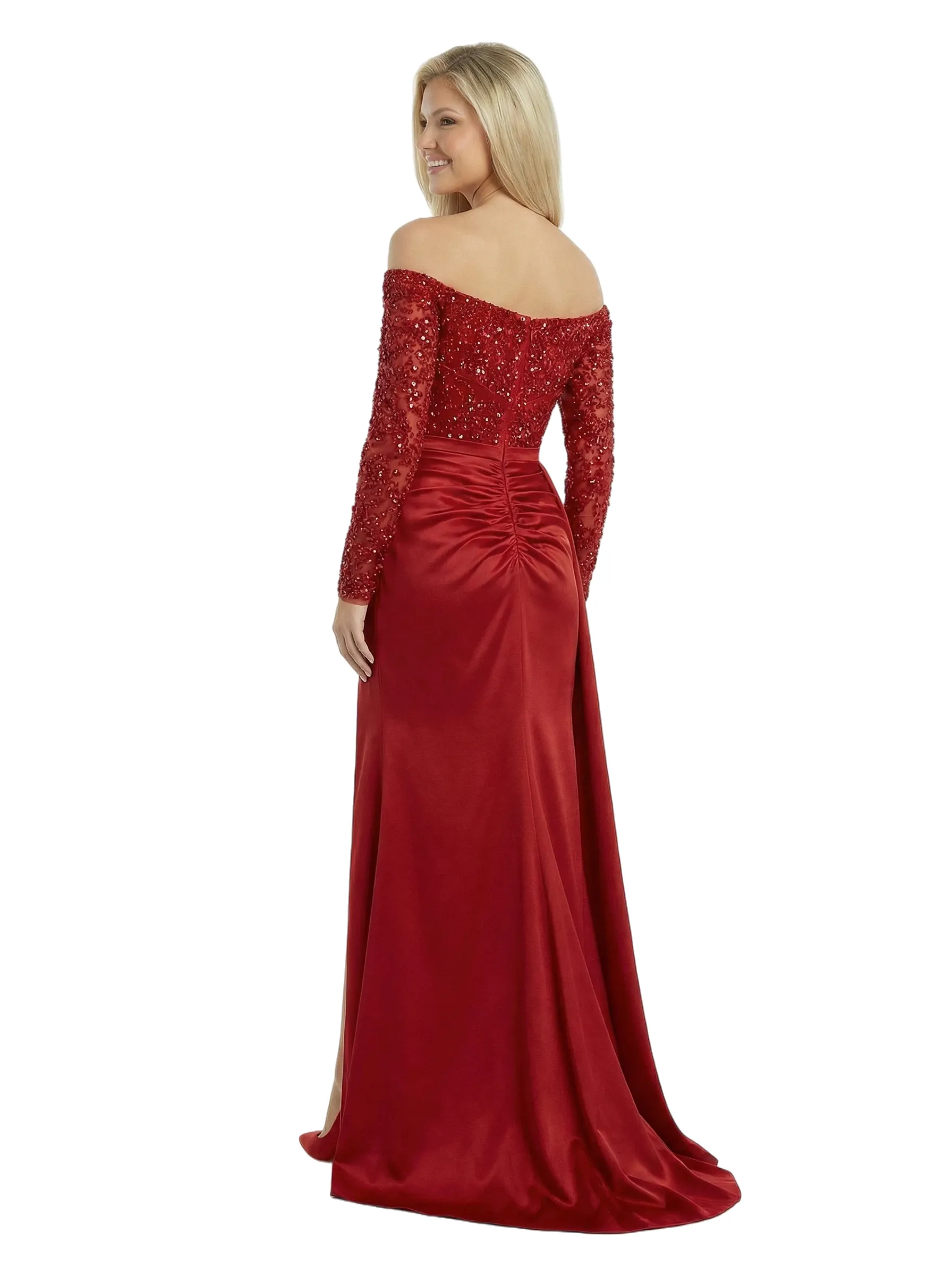 ChicSew Classy Long Sleeves Prom Dress Sequin Satin Mermaid Floor Length Formal Evening Gown sold by ChicSew product image thumbnail 3