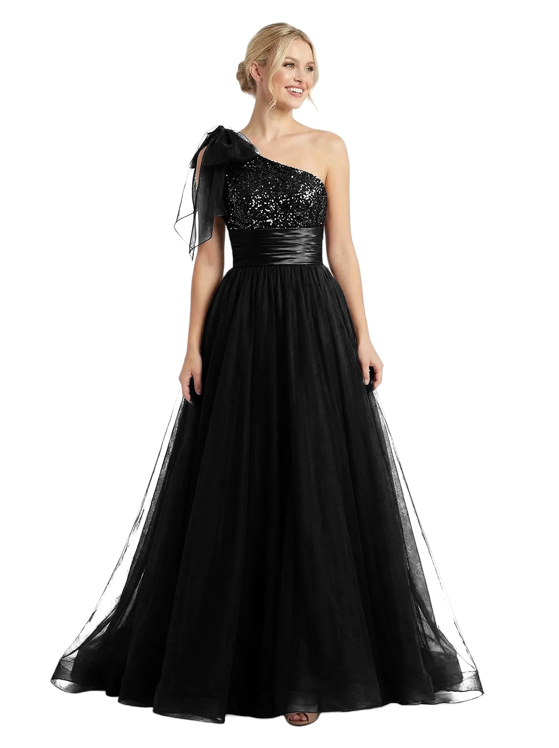 ChicSew Fancy One Shoulder Prom Dress Sequin Tulle Ruched Formal Evening Dresses sold by ChicSew product image thumbnail 4