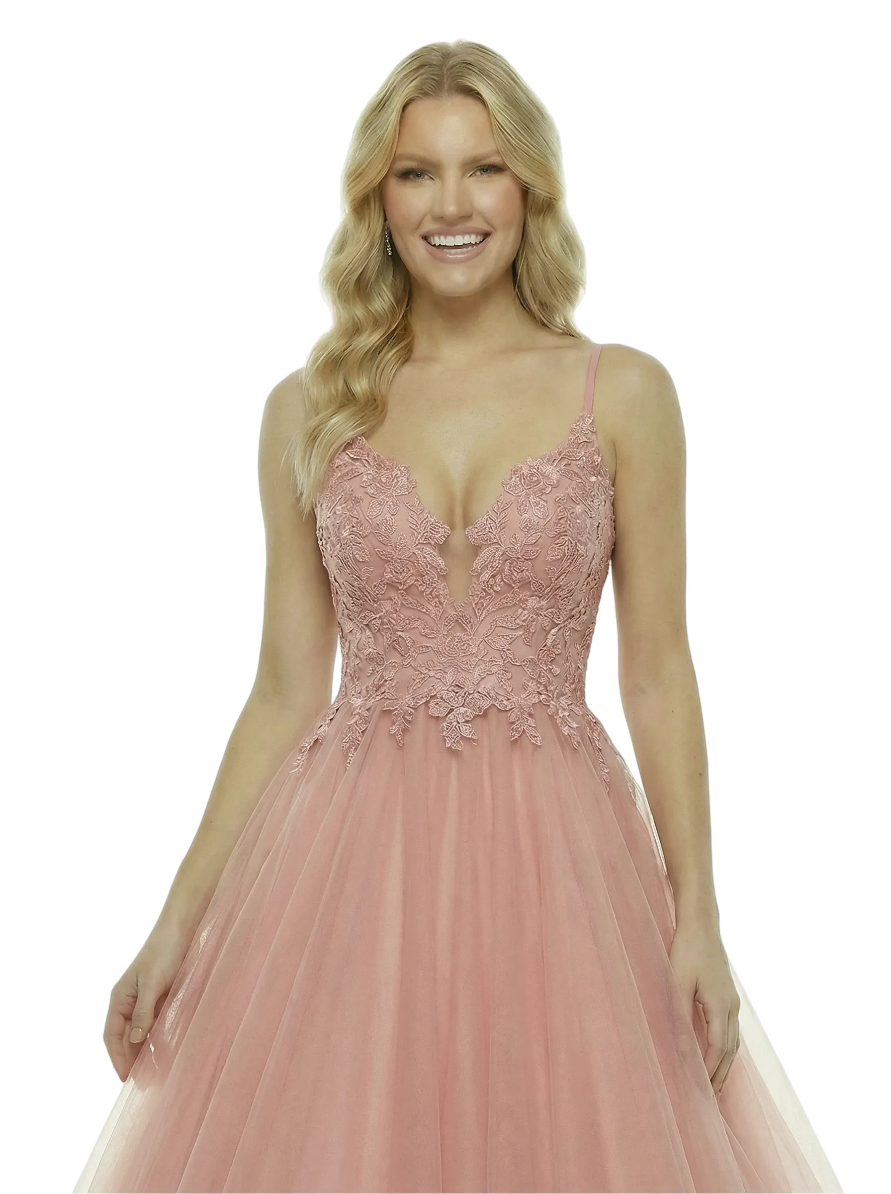 ChicSew Elegant V-Neck Ball Gown Prom Dress Lace Tulle Fabric A-Line Long Formal Evening Gown sold by ChicSew product image thumbnail 2