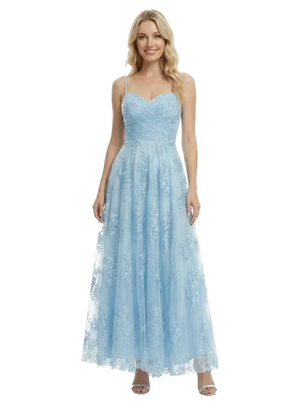 ChicSew Elegant Spaghetti Strap Lace Ankle-Length Maxi Formal Evening Gown made by ChicSew