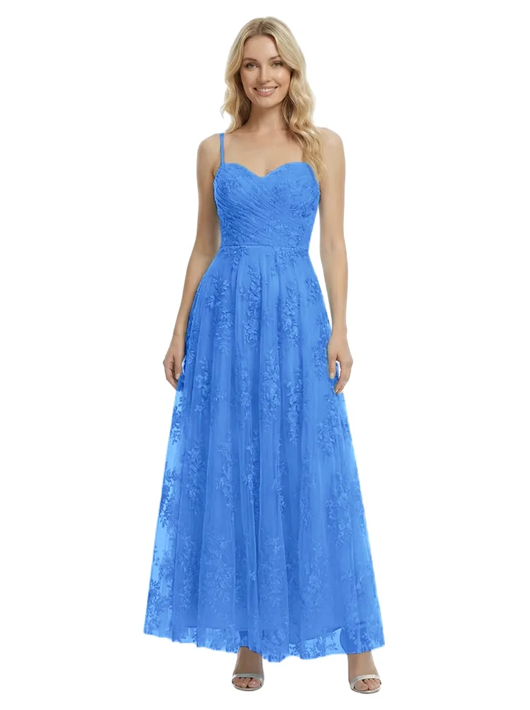 ChicSew Elegant Spaghetti Strap Lace Ankle-Length Maxi Formal Evening Gown sold by ChicSew product image thumbnail 5