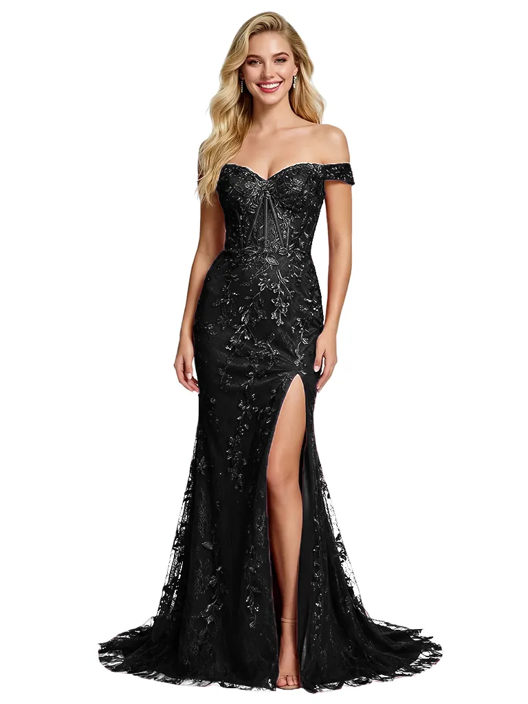 ChicSew Classy Off The Shoulder Prom Dress Lace Corset Mermaid Formal Prom Dresses sold by ChicSew product image thumbnail 4