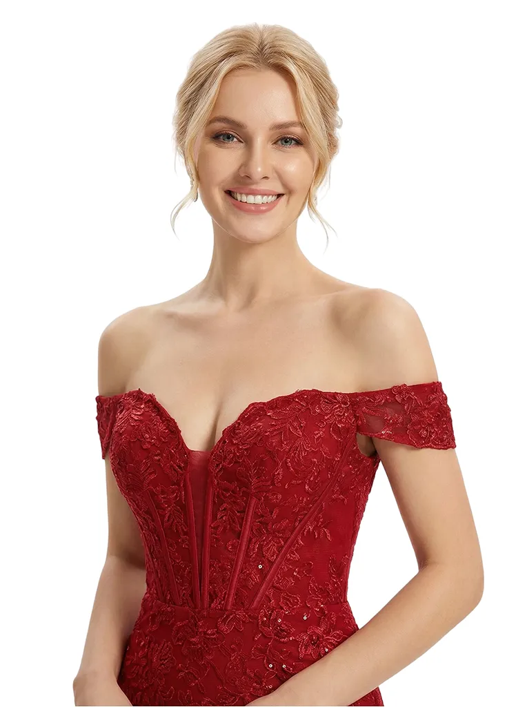 ChicSew Fancy Off The Shoulder Sweetheart Prom Dress Lace Sequin Tiered Tulle Mermaid Silhouette Floor Length Formal Wear sold by ChicSew product image thumbnail 2