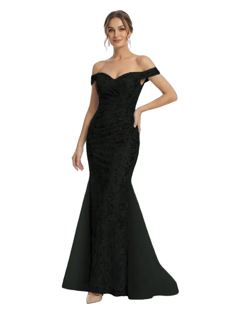 ChicSew Off Shoulder Sequin Lace Mermaid Floor Length Formal Evening Dresses sold by ChicSew product image thumbnail 4