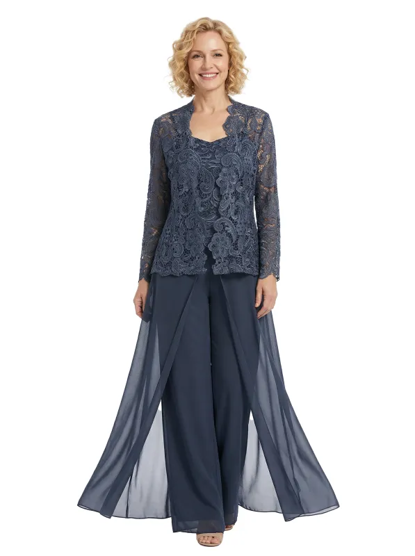 Chicsew Chiffon Mother Of The Bride Three Piece Pantsuit Lace Formal Wedding Mother Of Bride Pantsuits sold by ChicSew
