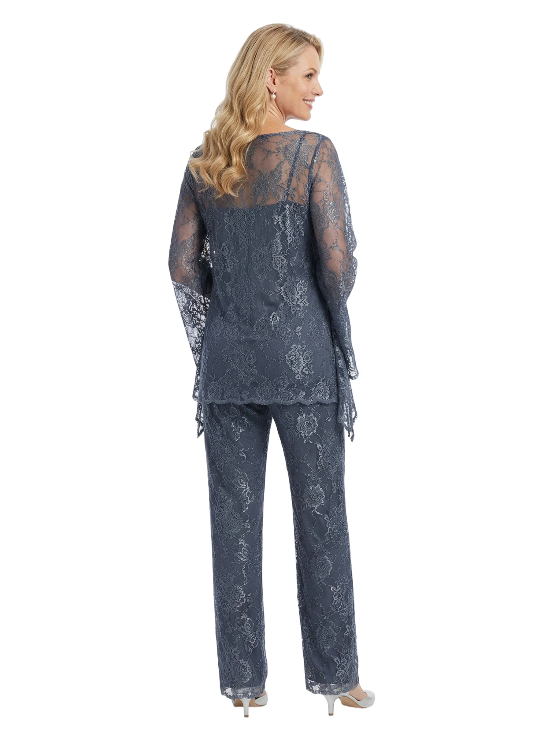ChicSew Exquisite Lace Mother Of The Groom PantSuits Scoop Long Sleeves Modern Evening Set sold by ChicSew product image thumbnail 3