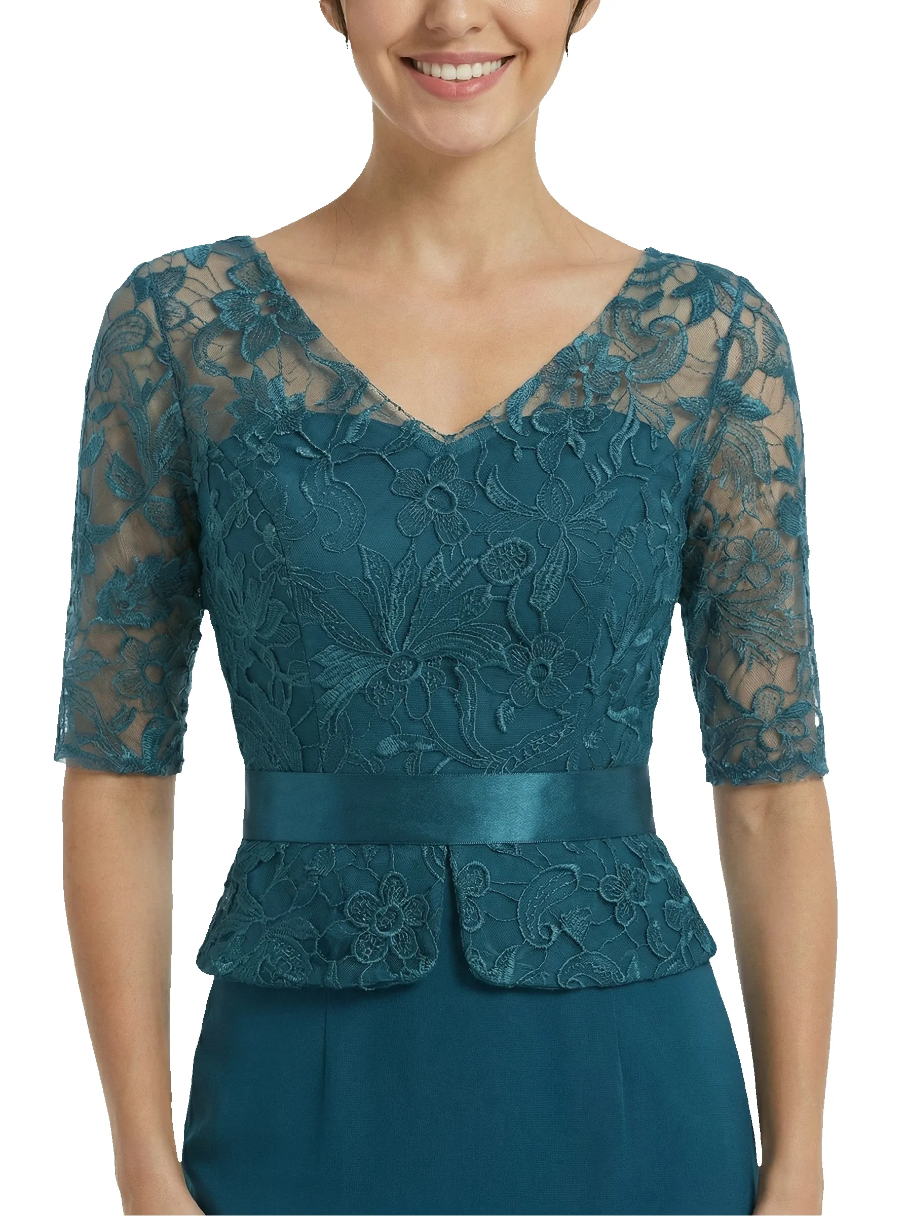 ChicSew Beautiful Mother Of The Bride Dresses V-Neck Lace Evening Gowns Floor-Length sold by ChicSew product image thumbnail 2