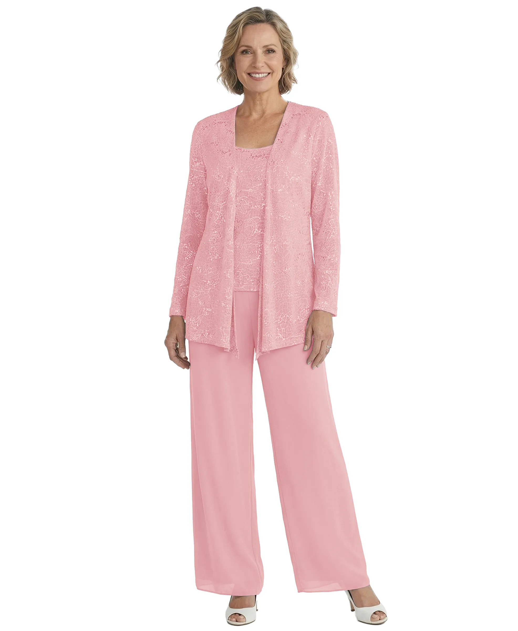 ChicSew Elegant Mother Of The Groom Pant Suits With Sequin Lace Jacket Modern Evening Set sold by ChicSew product image thumbnail 5