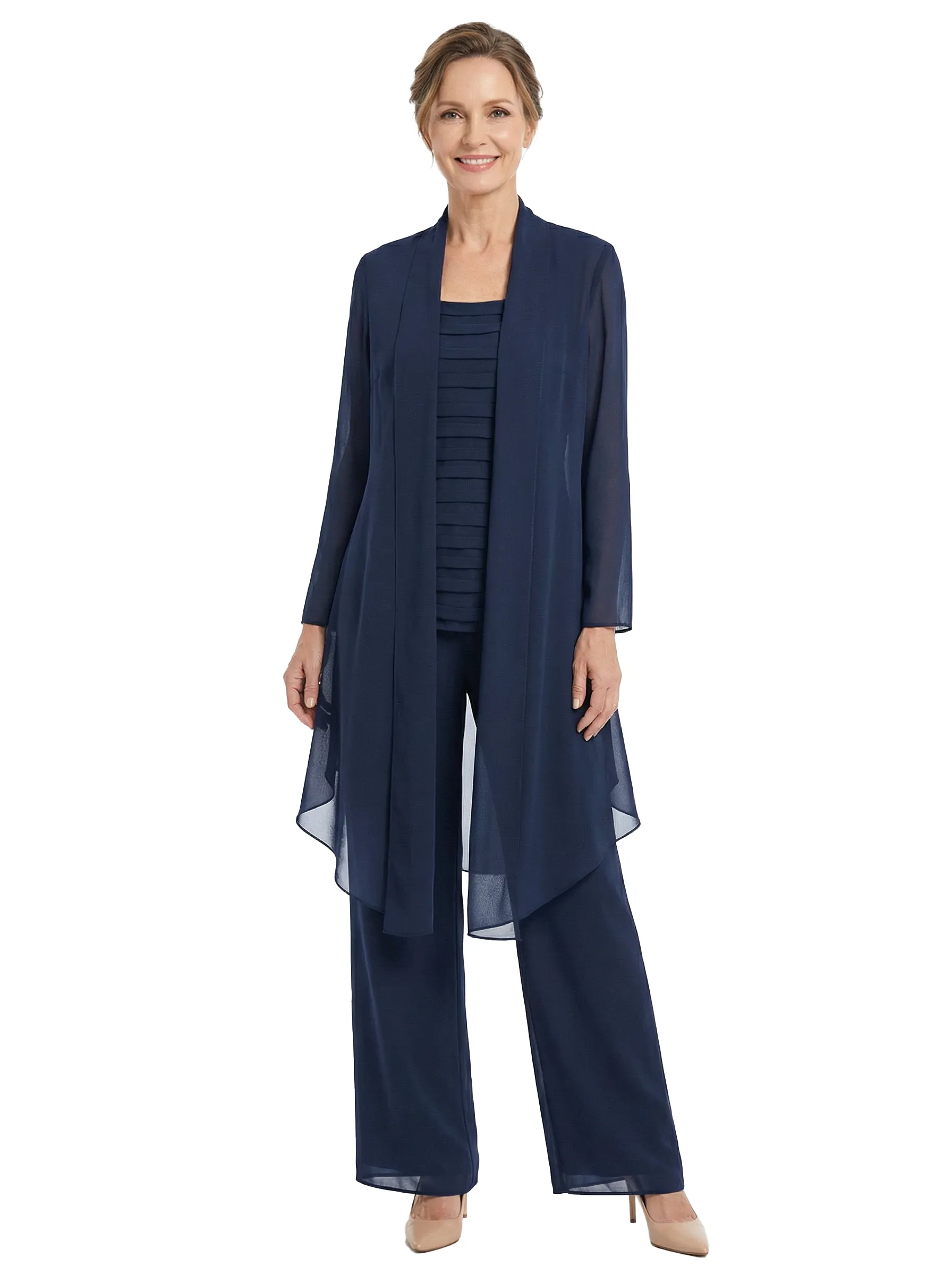ChicSew Chiffon Mother Of The Bride Pant Suits With Long Jacket Three Piece Classy Outfits sold by ChicSew