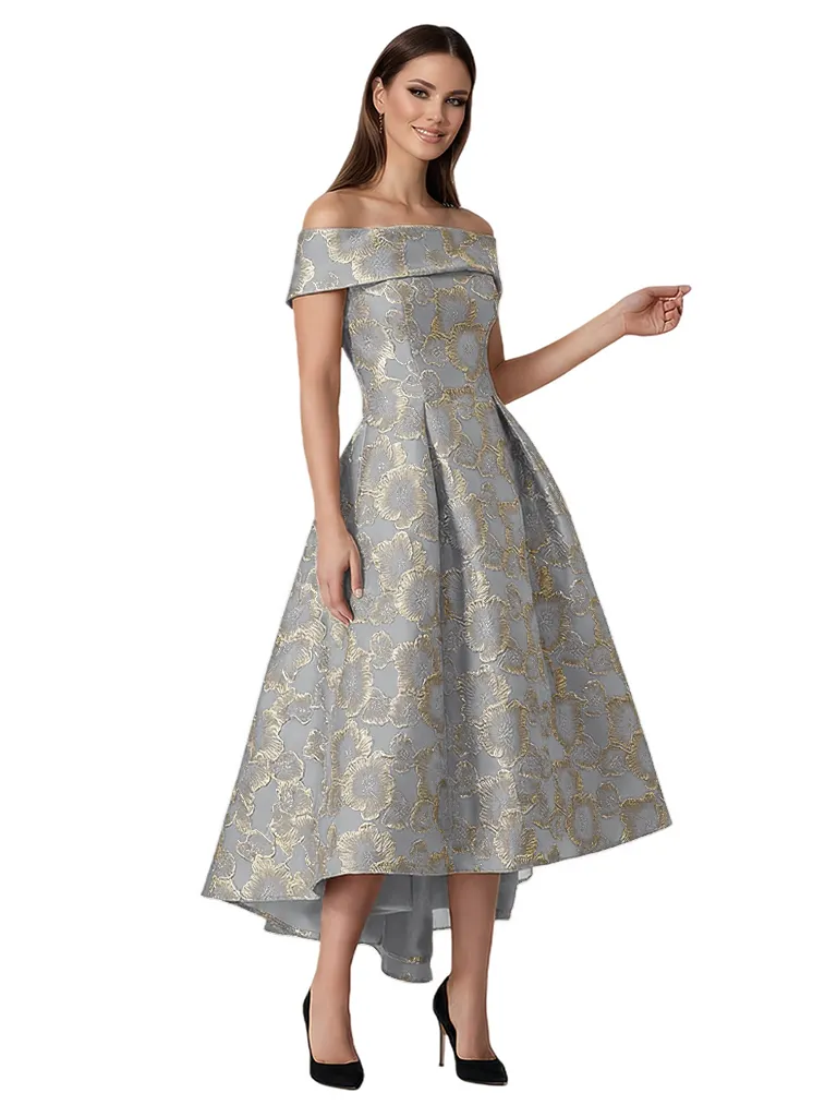 ChicSew Elegant Floral Jacquard Off Shoulder A-Line Long Formal Evening Dresses sold by ChicSew product image thumbnail 5