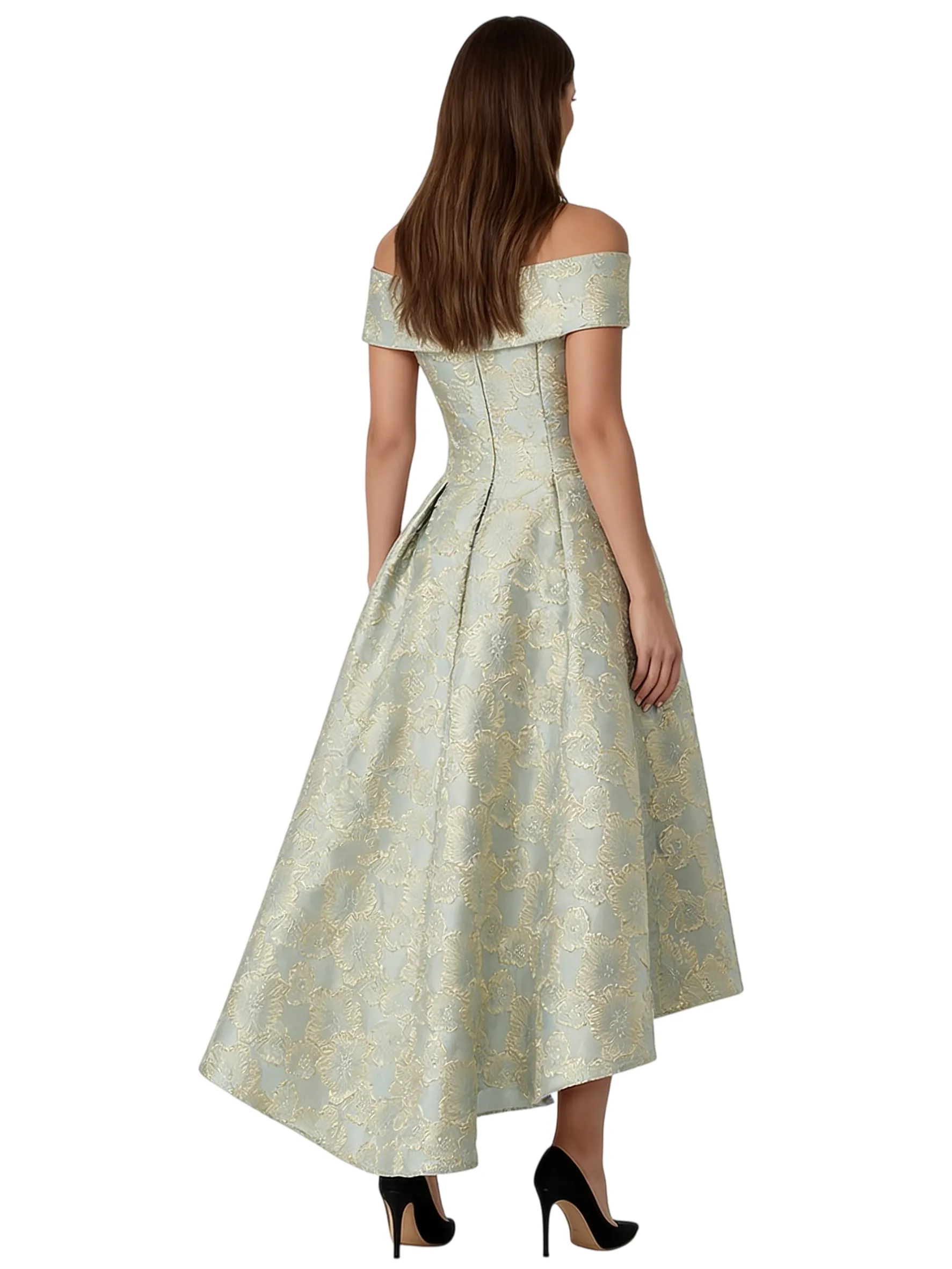 ChicSew Elegant Floral Jacquard Off Shoulder A-Line Long Formal Evening Dresses sold by ChicSew product image thumbnail 2