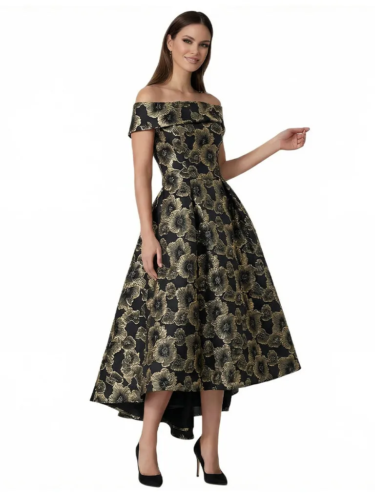 ChicSew Elegant Floral Jacquard Off Shoulder A-Line Long Formal Evening Dresses sold by ChicSew product image thumbnail 3