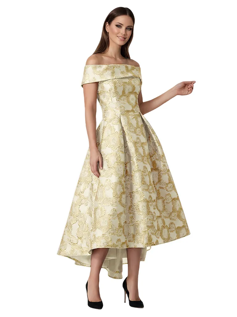 ChicSew Elegant Floral Jacquard Off Shoulder A-Line Long Formal Evening Dresses sold by ChicSew product image thumbnail 4