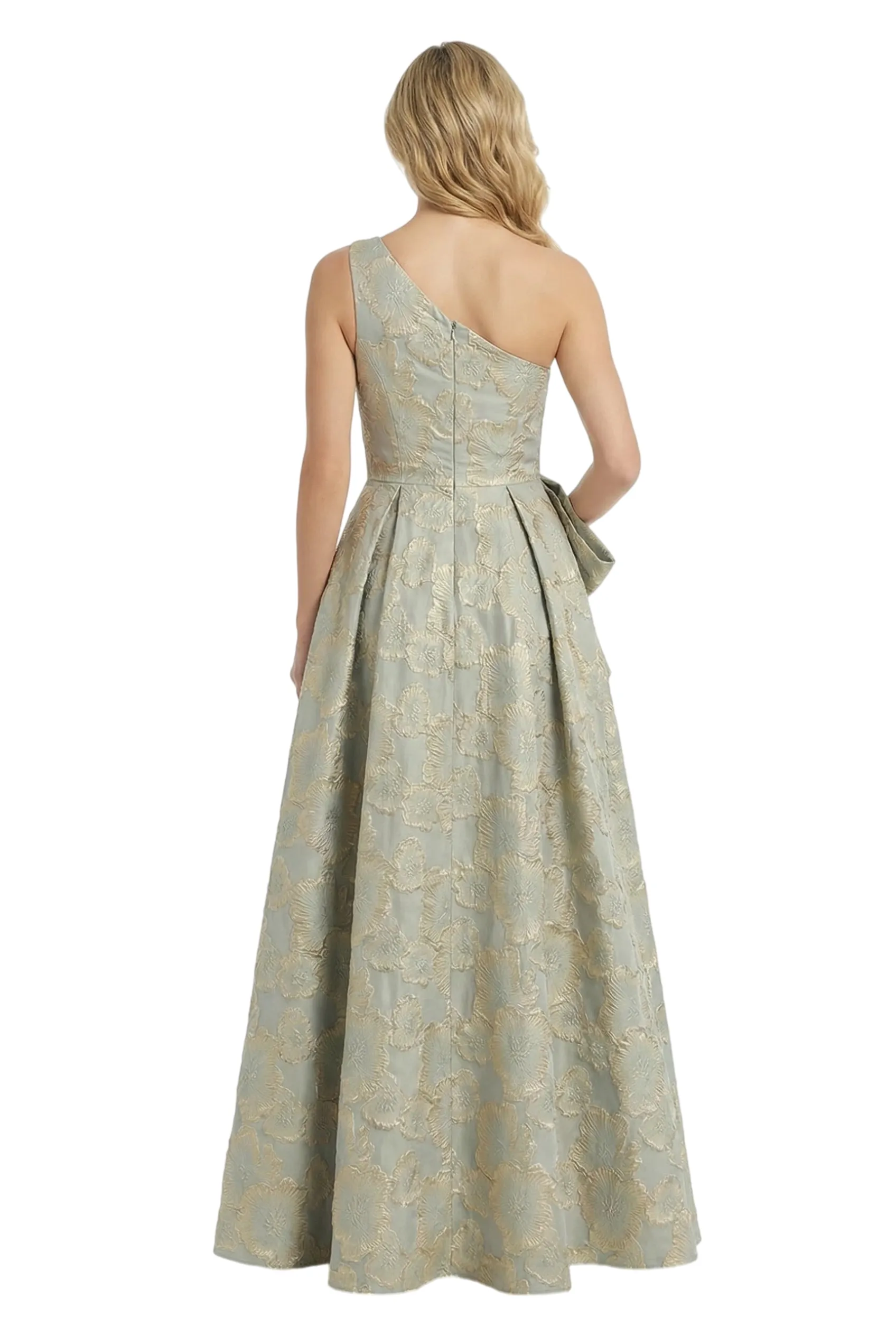 ChicSew Elegant Floral Jacquard One Shoulder Side Slit Bow Knot Long Formal Evening Dresses sold by ChicSew product image thumbnail 2