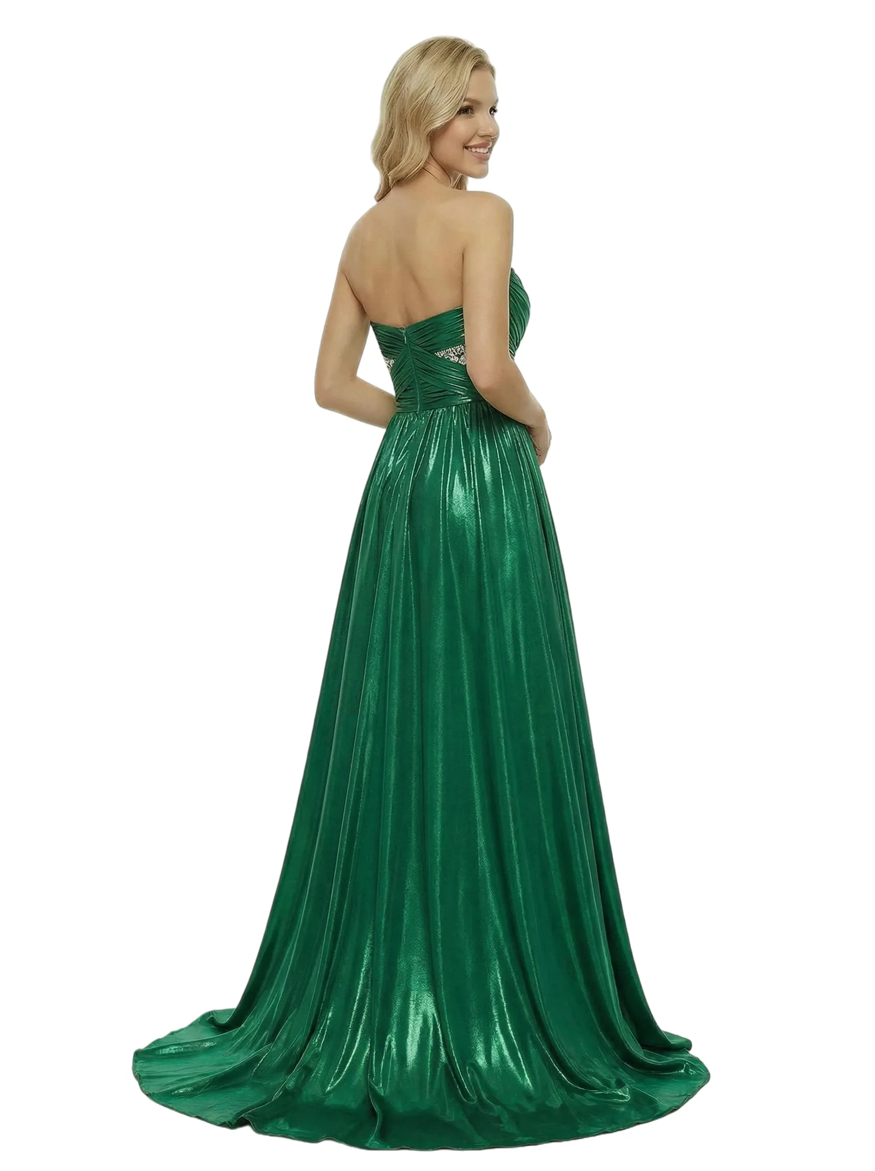 ChicSew Sparkly Ruched Sweetheart Metallic A-Line Maxi Long Evening Prom Dresses sold by ChicSew product image thumbnail 3