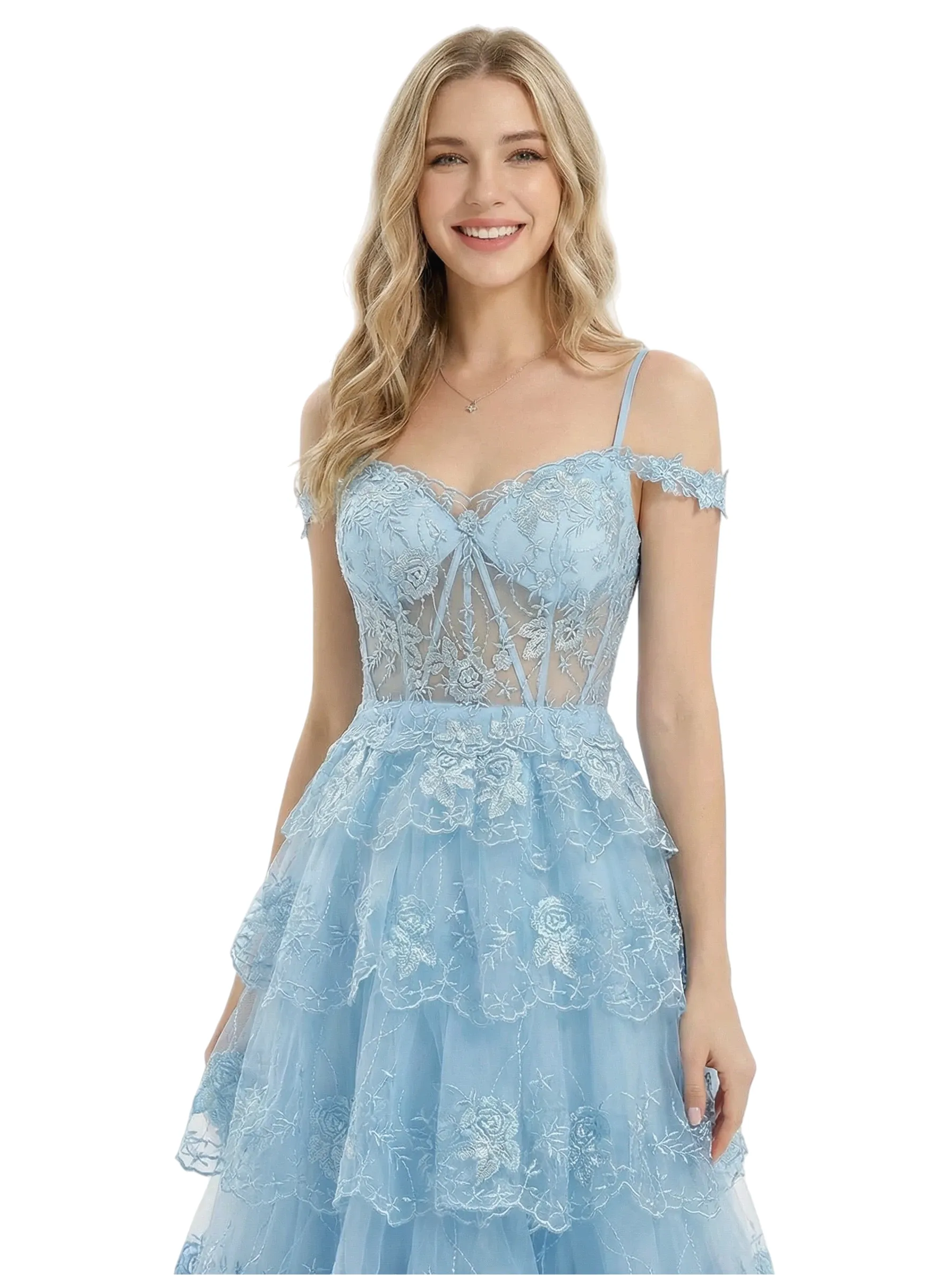 ChicSew Beautiful Off Shoulder Corset Lace Sparkly A-Line Floor Length Formal Evening Gown sold by ChicSew product image thumbnail 2