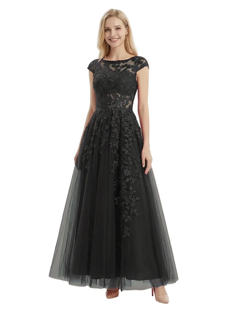 ChicSew Elegant Cap Sleeve Lace Applique A-Line Silhouette Formal Evening Gown sold by ChicSew product image thumbnail 4