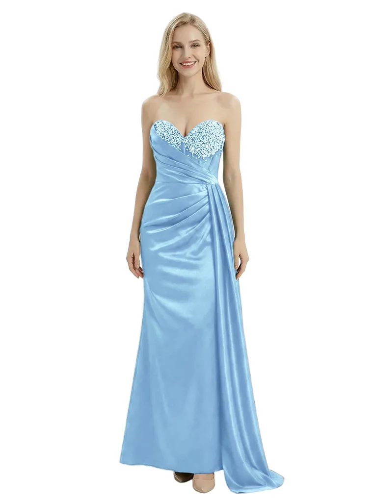 ChicSew Stylish Satin Sweetheart Beaded Mermaid Formal Prom Dresses With Side Overlay sold by ChicSew product image thumbnail 5