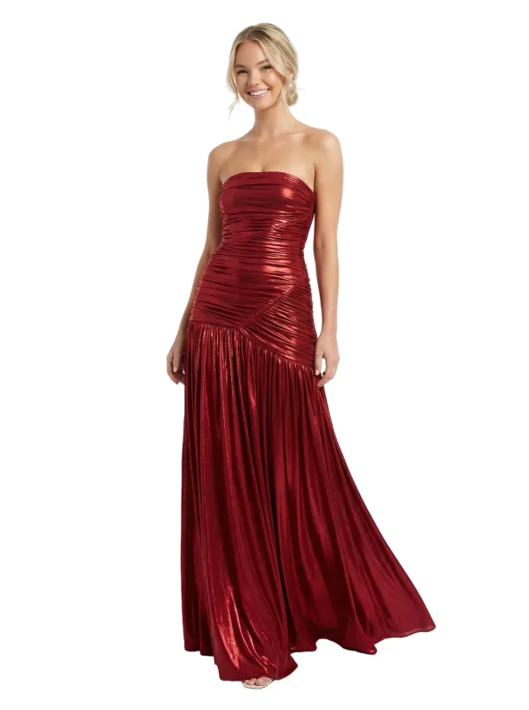 ChicSew Elegent Pleated Metallic Sweetheart Floor Length Party Prom Dresses sold by ChicSew