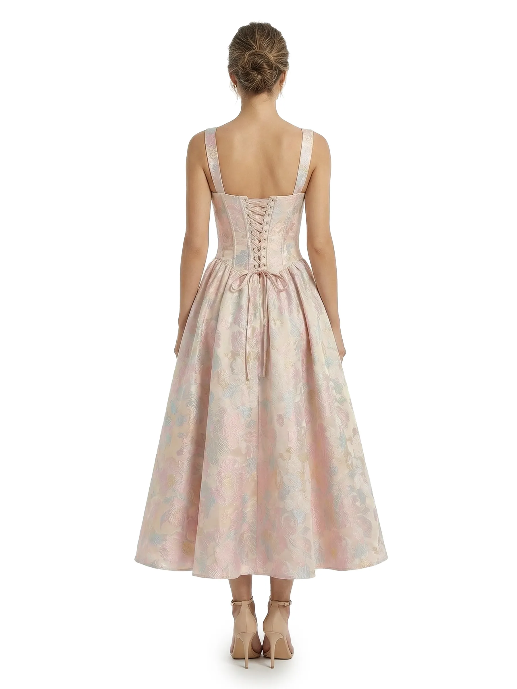 ChicSew Beautiful Jacquard Satin Square Neck A-Line Boning Midi Evening Formal Dresses sold by ChicSew product image thumbnail 2