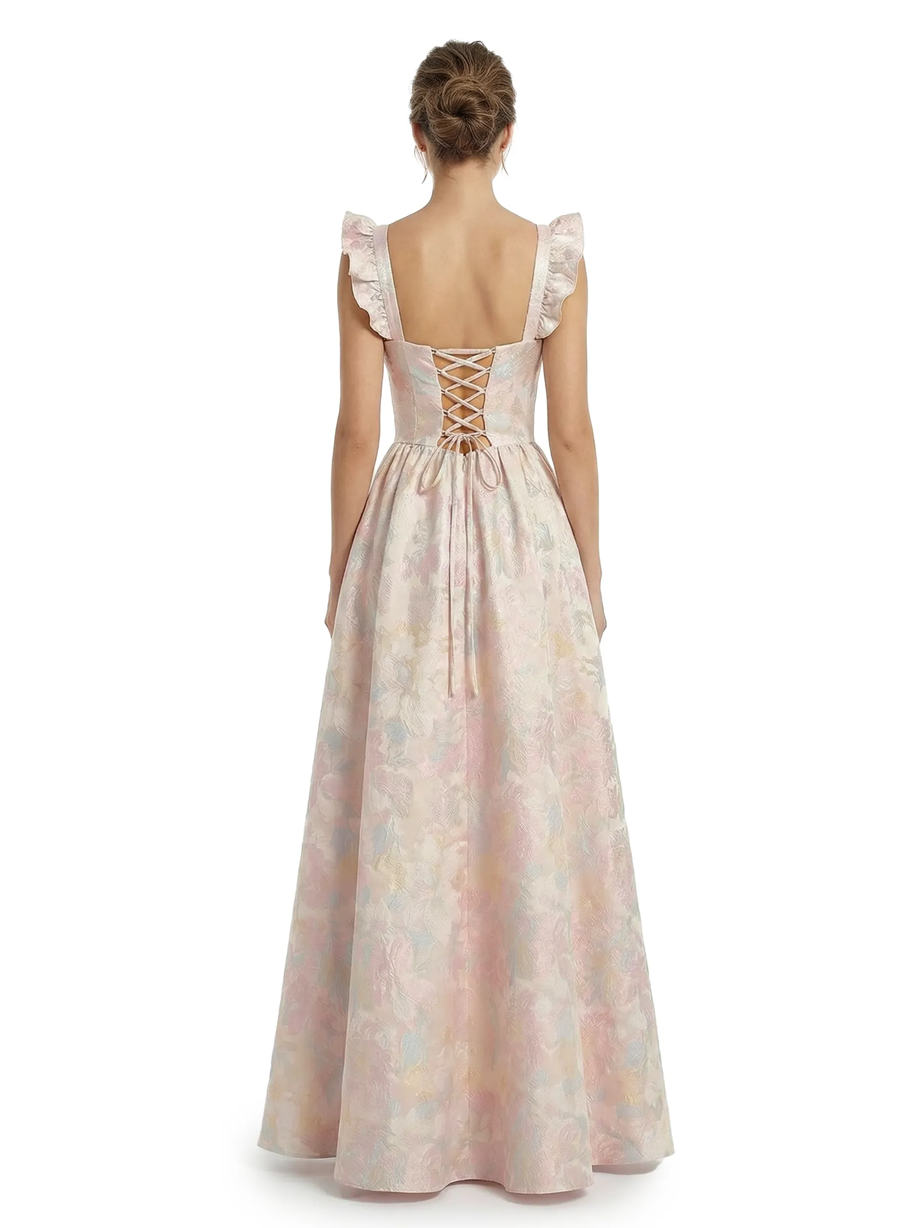 ChicSew Beautiful Jacquard Satin Square Neck A-Line Floor-Length Evening Formal Dresses sold by ChicSew product image thumbnail 2