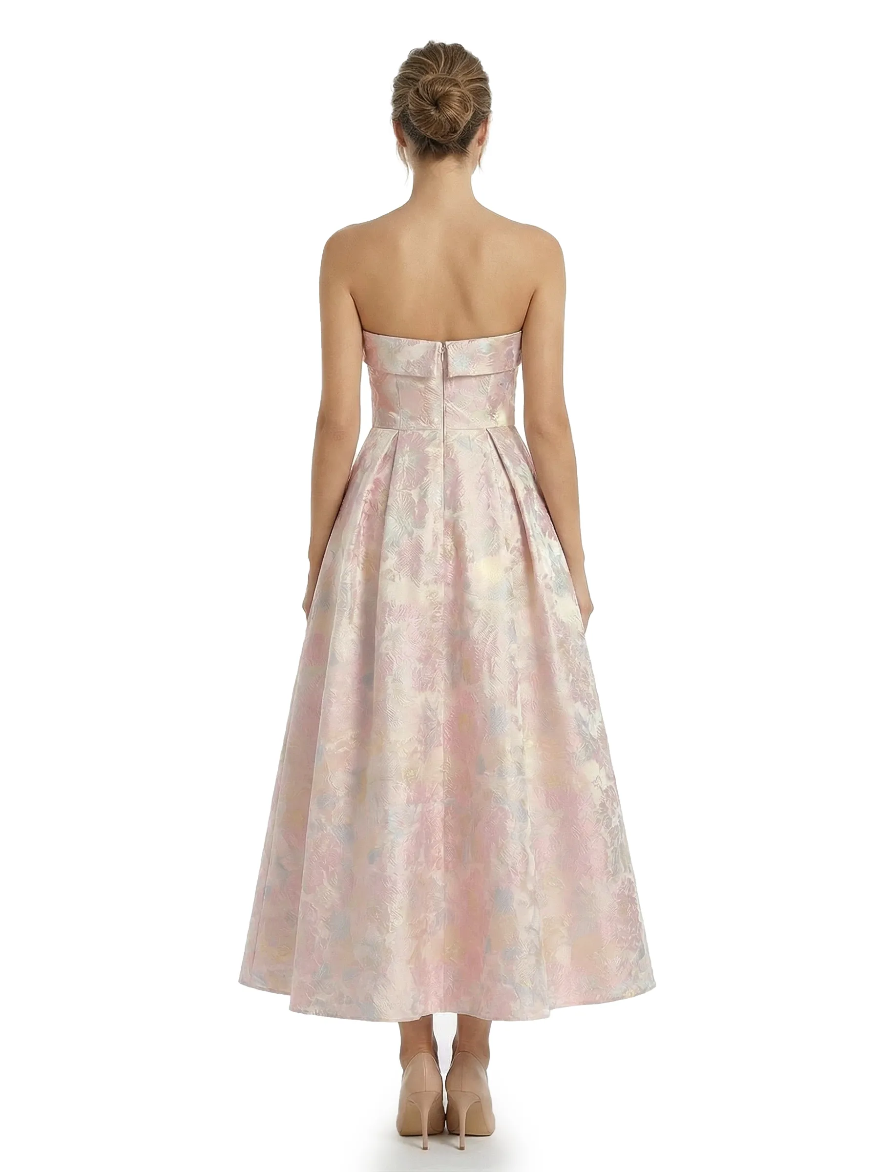 ChicSew Beautiful Jacquard Satin Strapless A-Line Ankle-Length Evening Formal Dresses sold by ChicSew product image thumbnail 2