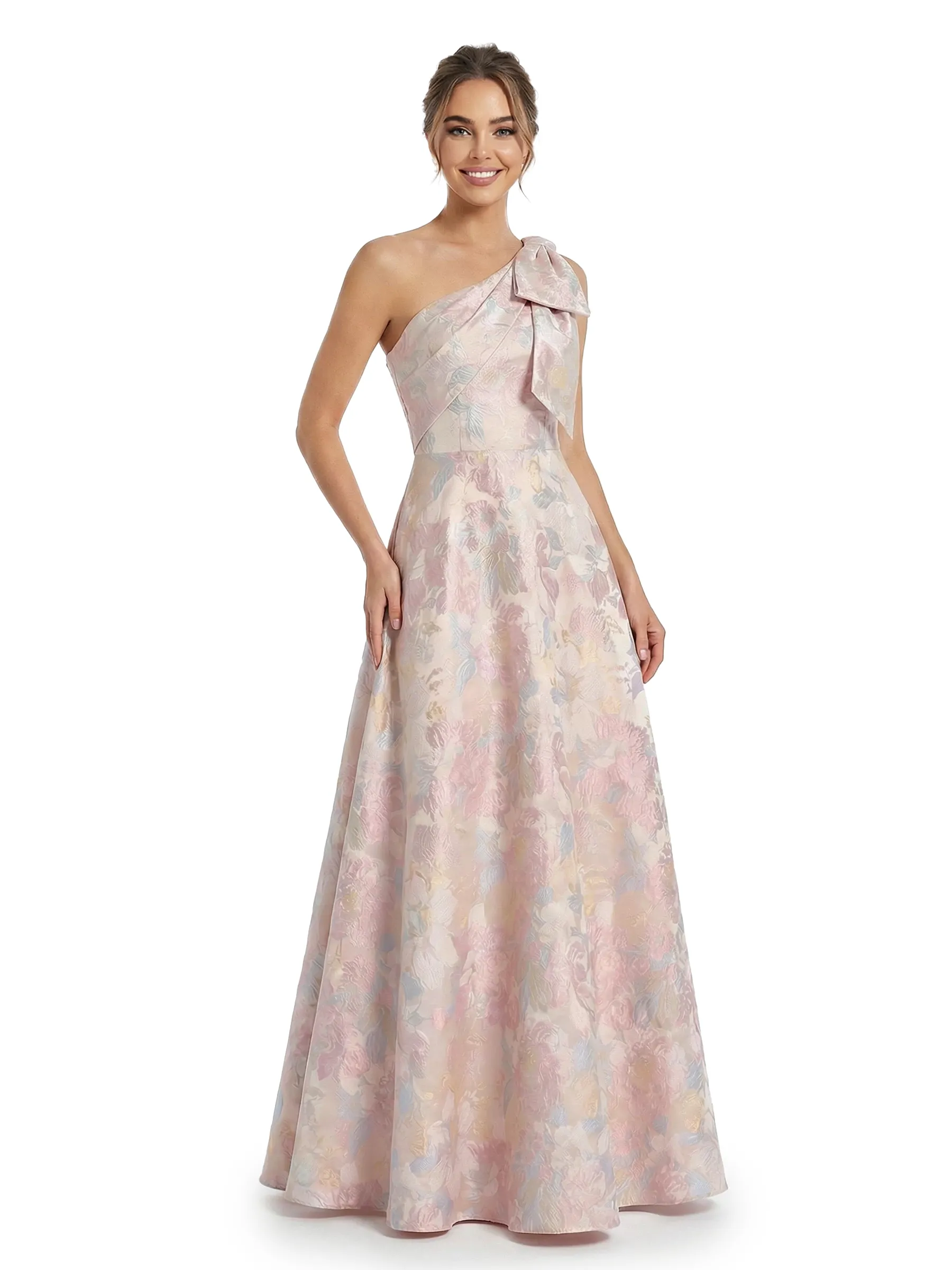 ChicSew Beautiful Jacquard Satin One Shoulder A-Line Maxi Evening Formal Dresses sold by ChicSew